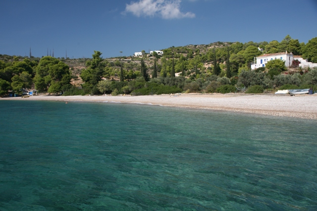 Spetses Island - Beach of Ag. Anargyri on the opposite side of the island